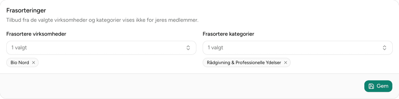 Frasortering af partnere og kategorier i adminportalen